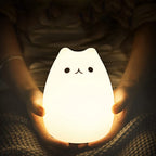 Adorable Cat Lamp Set -  Remote Control Silicone Night Light for Kids & Toddlers - Rechargeable Kawaii Design - Perfect for Baby Girls - 4 Piece Set